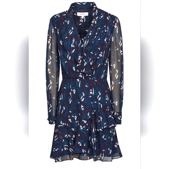 NWT REISS | Maris Long Sleeve Floral Mini Dress - Picture 9 of 9